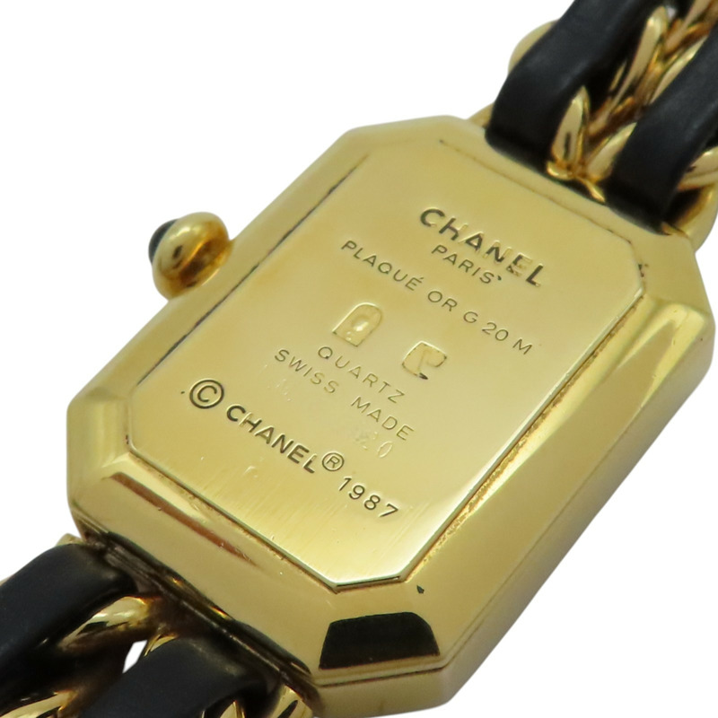 Premiere S 石英腕錶 黑色錶盤 鍍金 皮革錶帶【CHANEL 香奈兒】 H0001-7