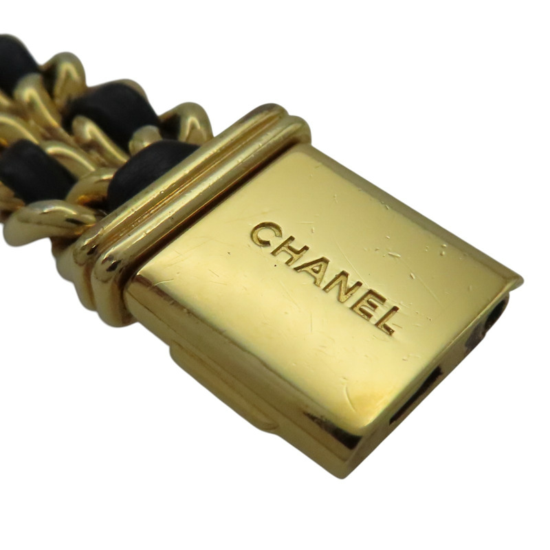 Premiere S 石英腕錶 黑色錶盤 鍍金 皮革錶帶【CHANEL 香奈兒】 H0001-9