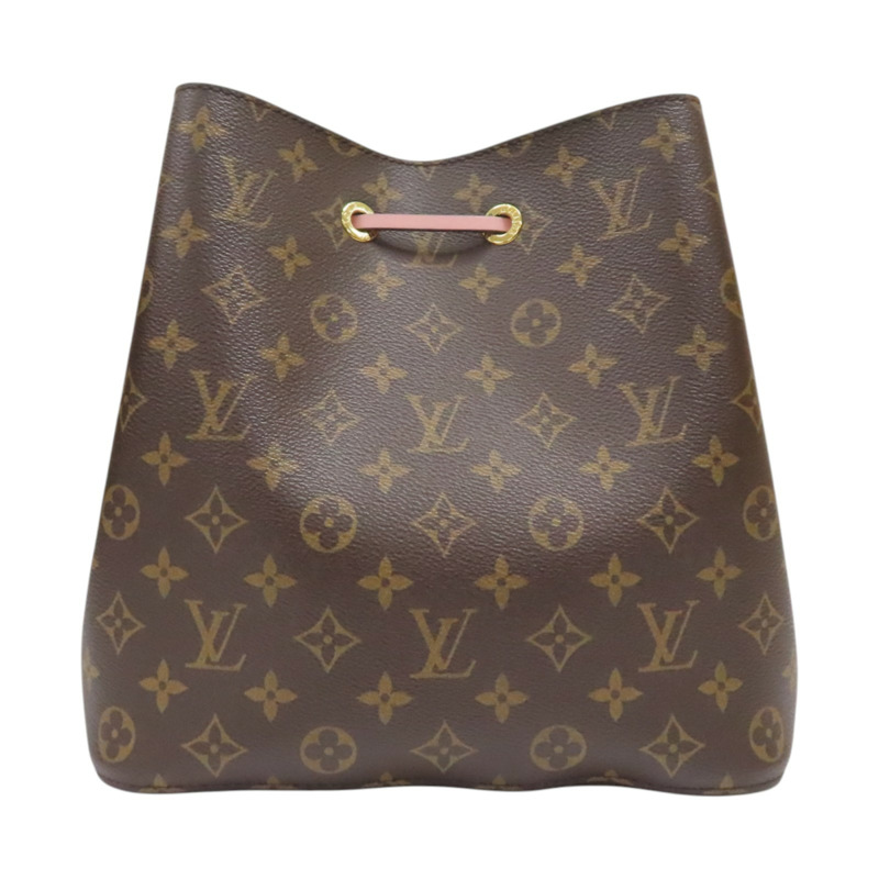 棕色 原花帆布 粉色牛皮飾邊 NeoNoe MM 兩用包【LOUIS VUITTON LV 路易威登】 M44022-1