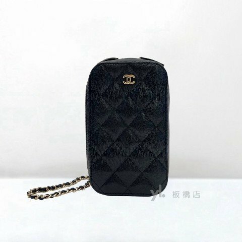 Y1988-CHANEL包包 黑色荔枝皮手機包AP0246