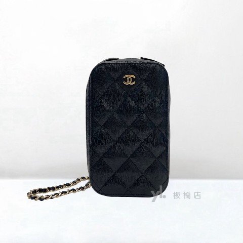 Y1988-CHANEL包包 黑色荔枝皮手機包AP0246-0