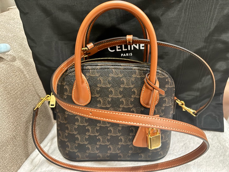 CELINE TEEN HONORINE標誌印花及牛皮革手袋-0