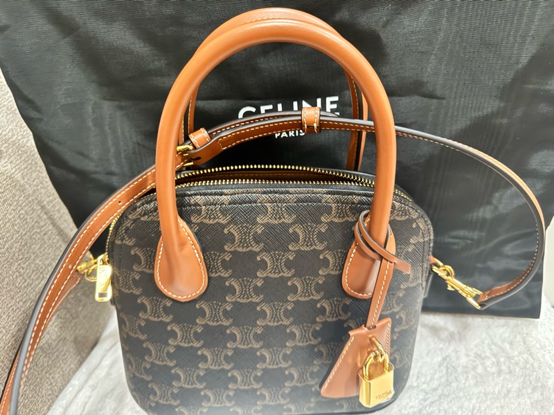 CELINE TEEN HONORINE標誌印花及牛皮革手袋-5