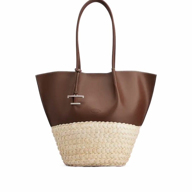 Tod's 女士 中號稻草和皮革購物袋均碼碼43cm*5.5cm*31cm-0