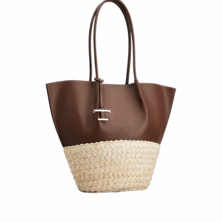 Tod's 女士 中號稻草和皮革購物袋均碼碼43cm*5.5cm*31cm-2