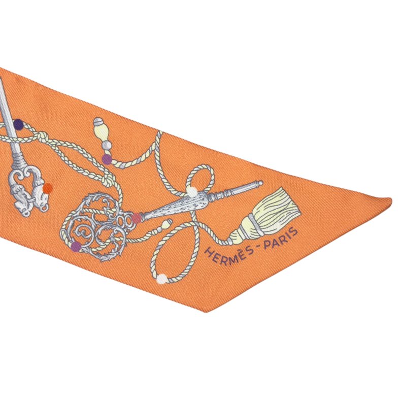 HERMES Les Cles a Pois twilly 圓點鎖匙 幼絲巾-1