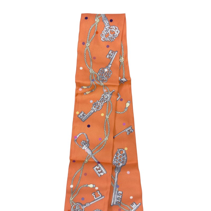 HERMES Les Cles a Pois twilly 圓點鎖匙 幼絲巾-3