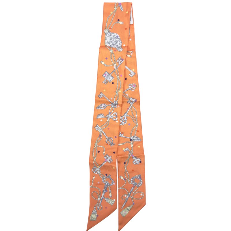 HERMES Les Cles a Pois twilly 圓點鎖匙 幼絲巾-4