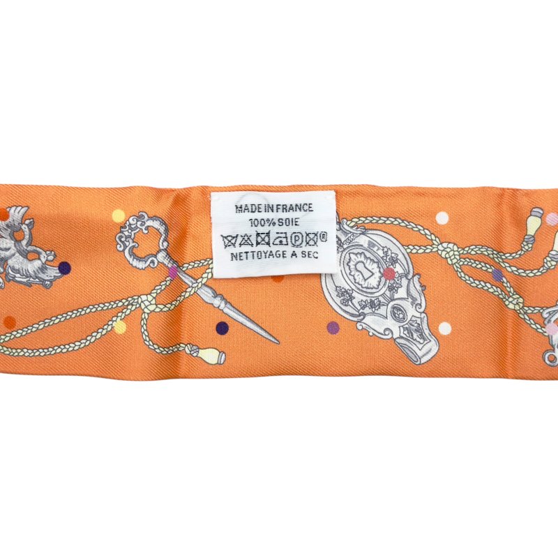 HERMES Les Cles a Pois twilly 圓點鎖匙 幼絲巾-7
