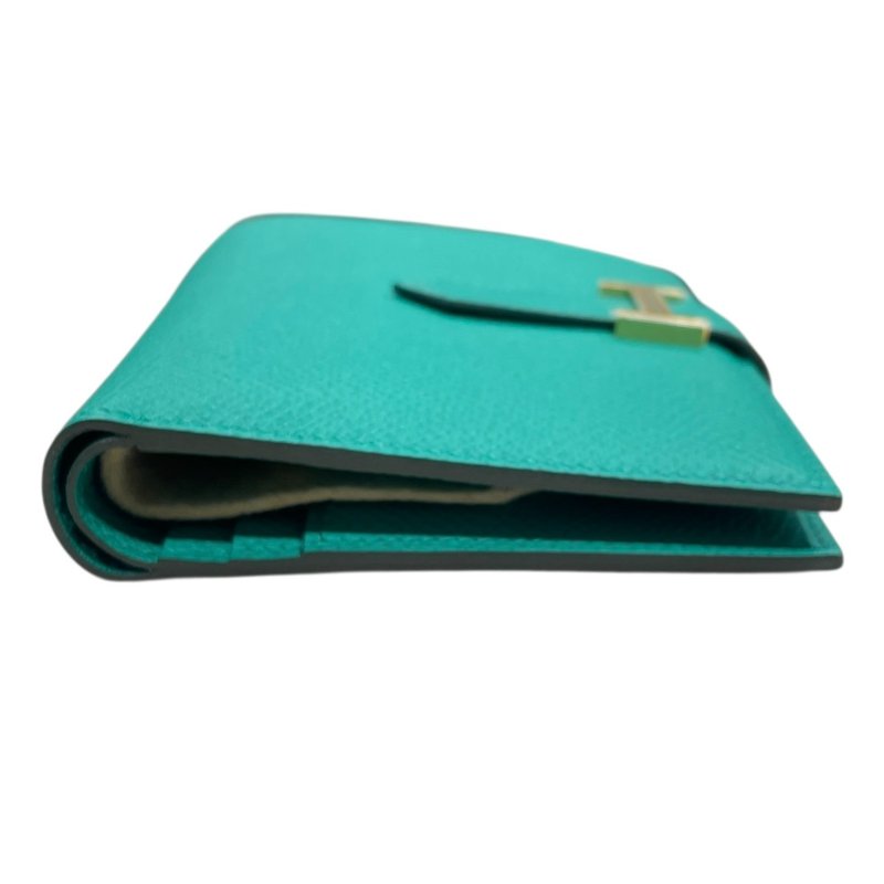 HERMES 愛馬仕 BEARN 短夾 EPSOM 普皮 綠色 金釦-2