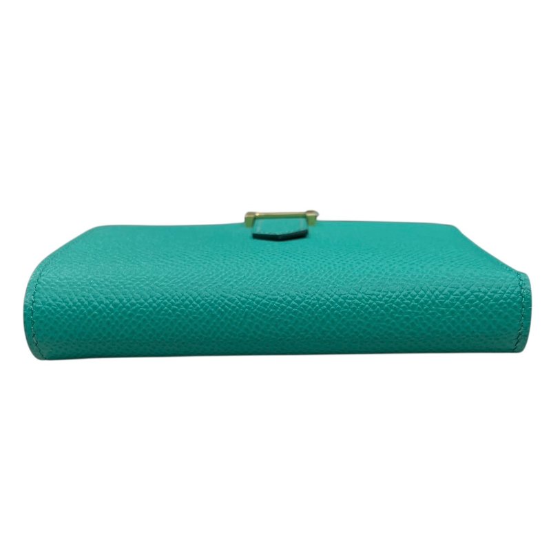 HERMES 愛馬仕 BEARN 短夾 EPSOM 普皮 綠色 金釦-4