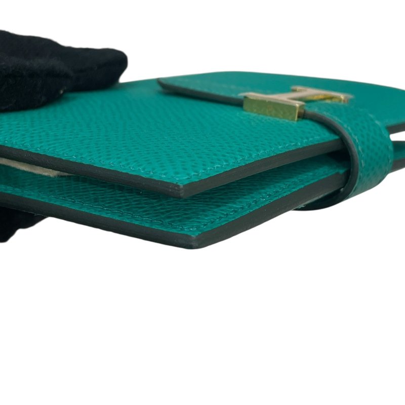 HERMES 愛馬仕 BEARN 短夾 EPSOM 普皮 綠色 金釦-8