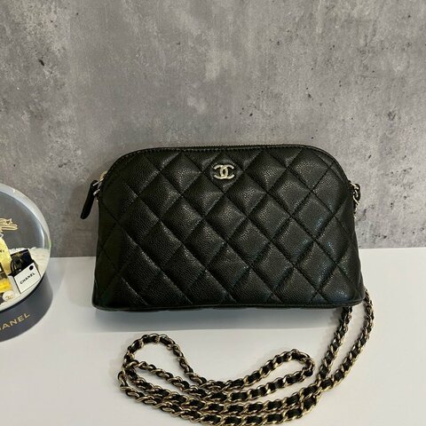 Chanel 大貝殼包 黑金荔枝牛 晶片款 全新