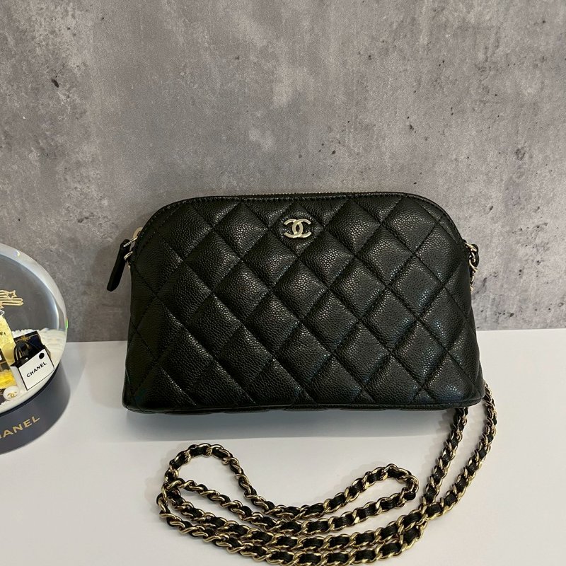 Chanel 大貝殼包 黑金荔枝牛 晶片款 全新-0