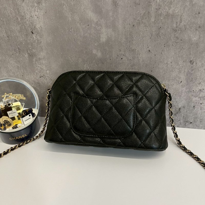 Chanel 大貝殼包 黑金荔枝牛 晶片款 全新-1