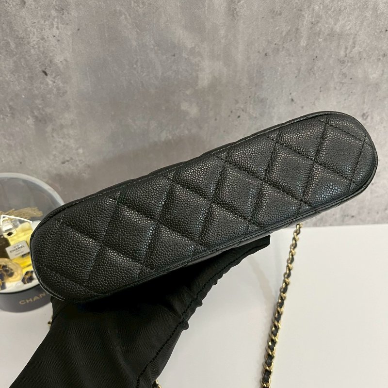 Chanel 大貝殼包 黑金荔枝牛 晶片款 全新-4