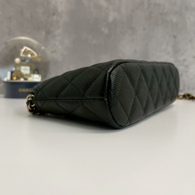 Chanel 大貝殼包 黑金荔枝牛 晶片款 全新-6
