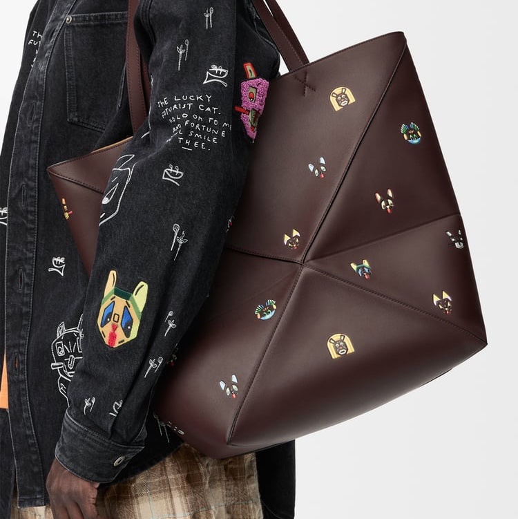 Loewe 女士 Cats XL 拼圖折疊手提包均碼碼42cm*18cm*41cm-0