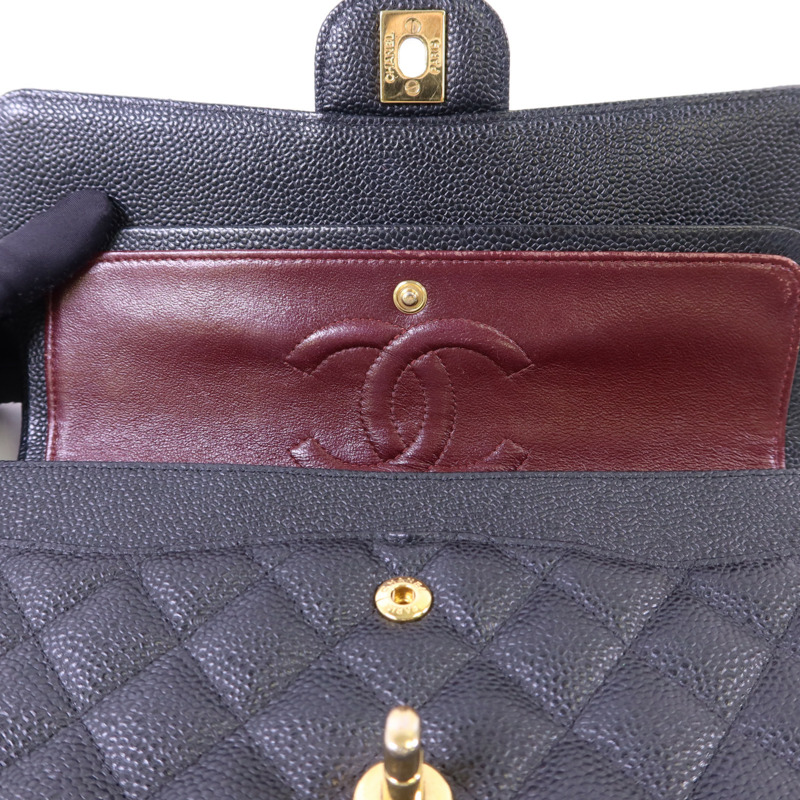 CHANEL 牛皮皮革Classic 25金扣鏈帶肩背袋-9