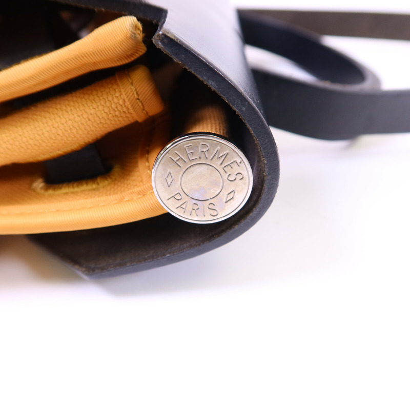 HERMES 帆布Herbag PM銀扣手挽肩背兩用袋Moutarde-9