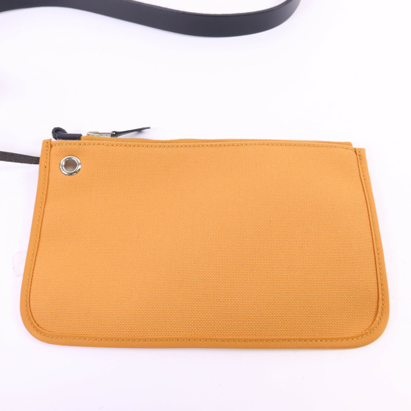 HERMES 帆布Herbag PM銀扣手挽肩背兩用袋Moutarde-10