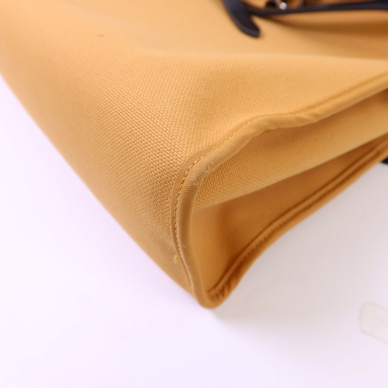 HERMES 帆布Herbag PM銀扣手挽肩背兩用袋Moutarde-13