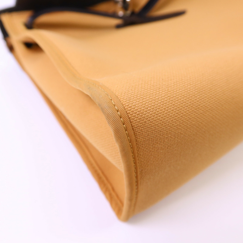 HERMES 帆布Herbag PM銀扣手挽肩背兩用袋Moutarde-14