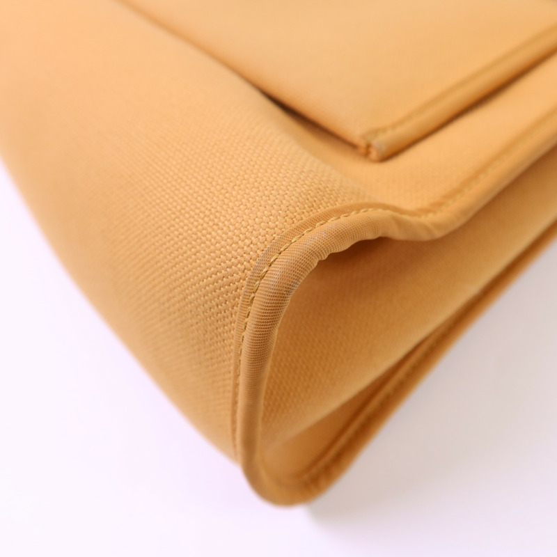 HERMES 帆布Herbag PM銀扣手挽肩背兩用袋Moutarde-15