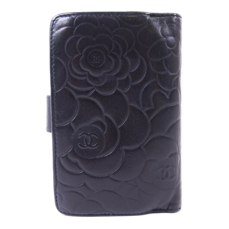 CHANEL 羊皮皮革Camellia Wallet金扣銀包-1