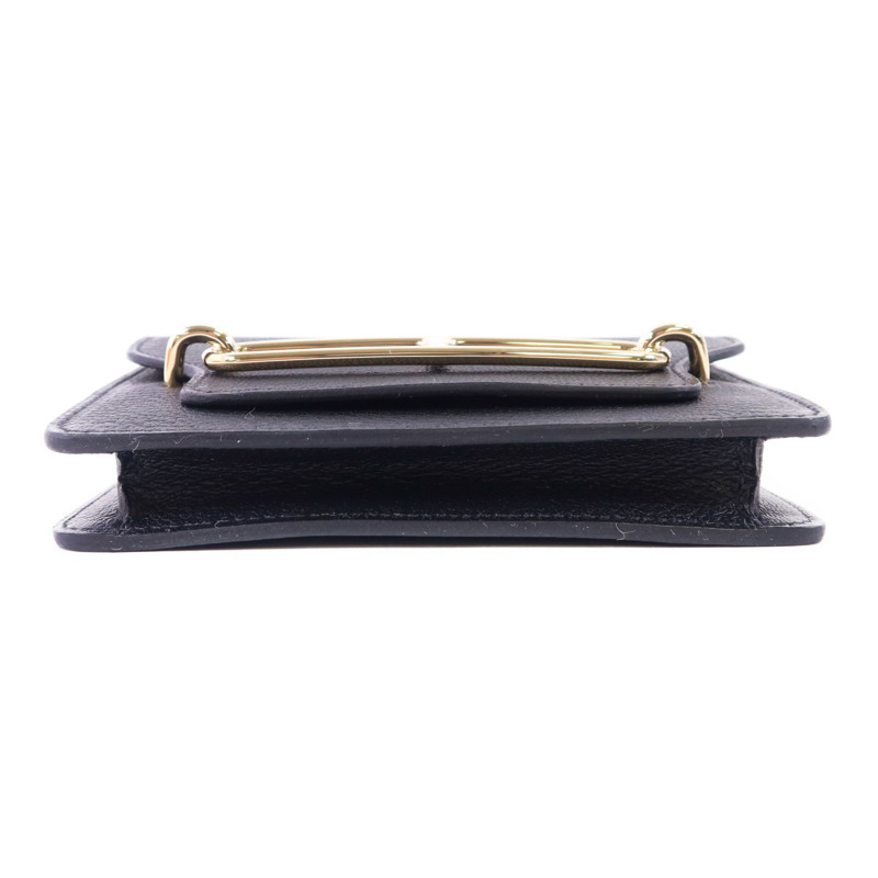 HERMES Chevre皮革Roulis Slim Wallet金扣錢包Noir-3