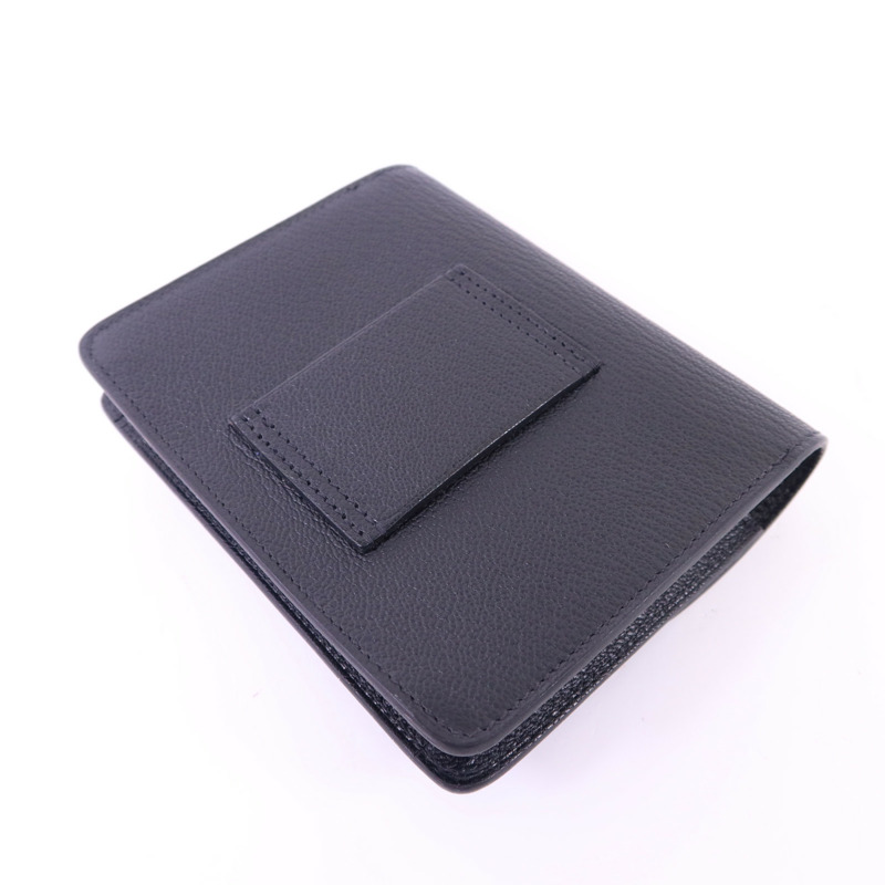 HERMES Chevre皮革Roulis Slim Wallet金扣錢包Noir-5