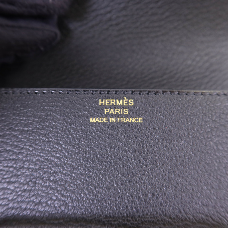 HERMES Chevre皮革Roulis Slim Wallet金扣錢包Noir-7