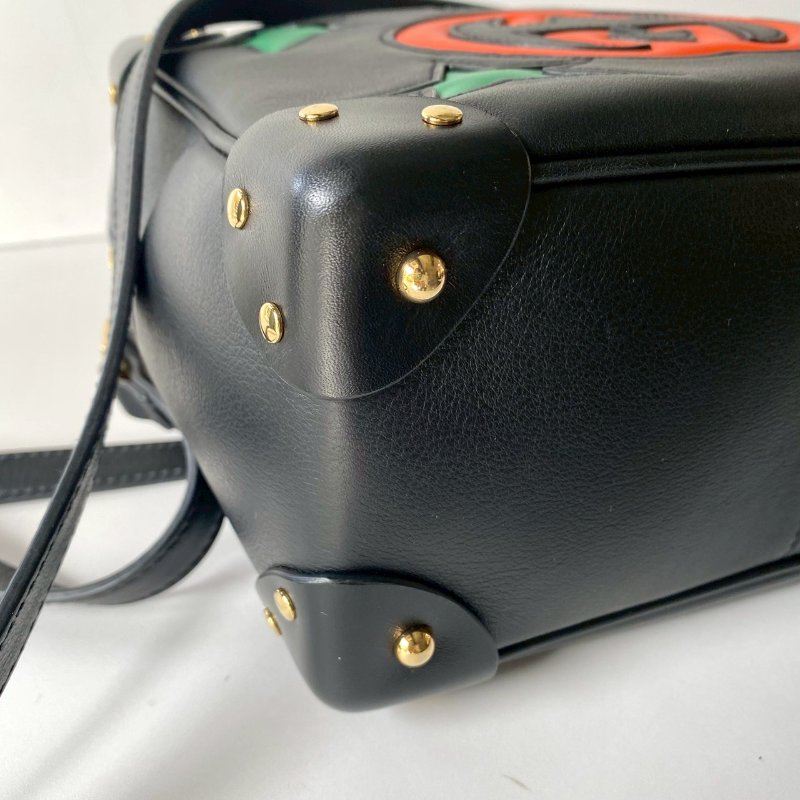 Gucci GG STARS系列 黑色 方型箱包 斜背包 牛皮 626363-3