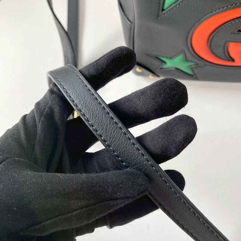 Gucci GG STARS系列 黑色 方型箱包 斜背包 牛皮 626363-6