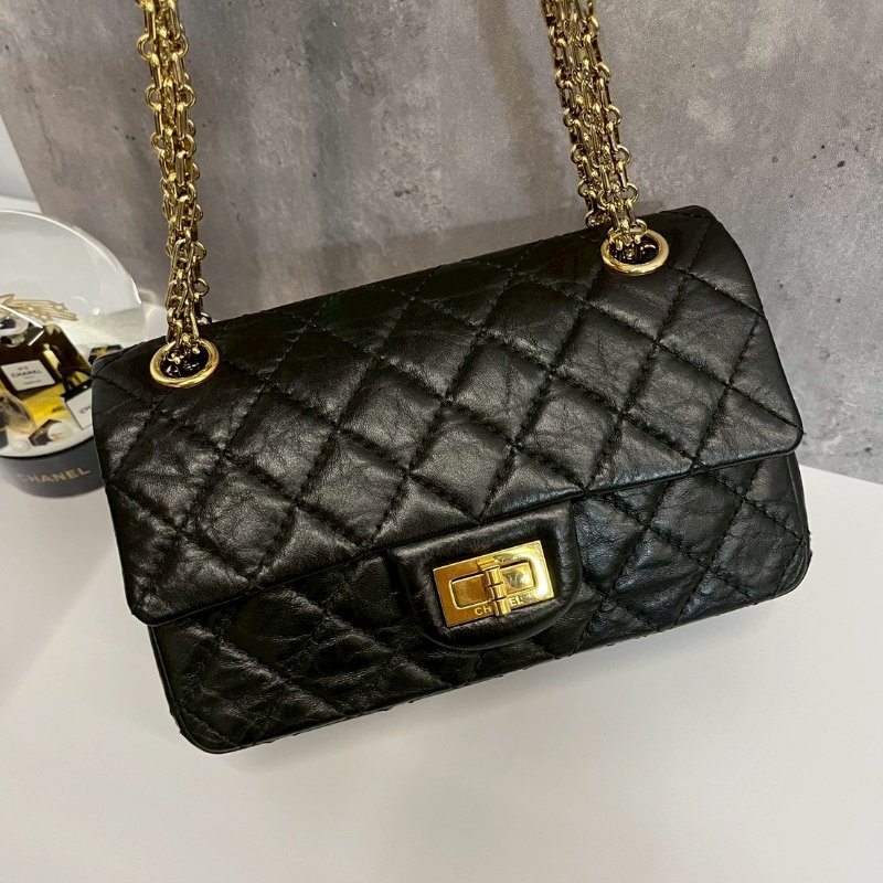 Chanel 2.55 mini 黑金 牛皮-0