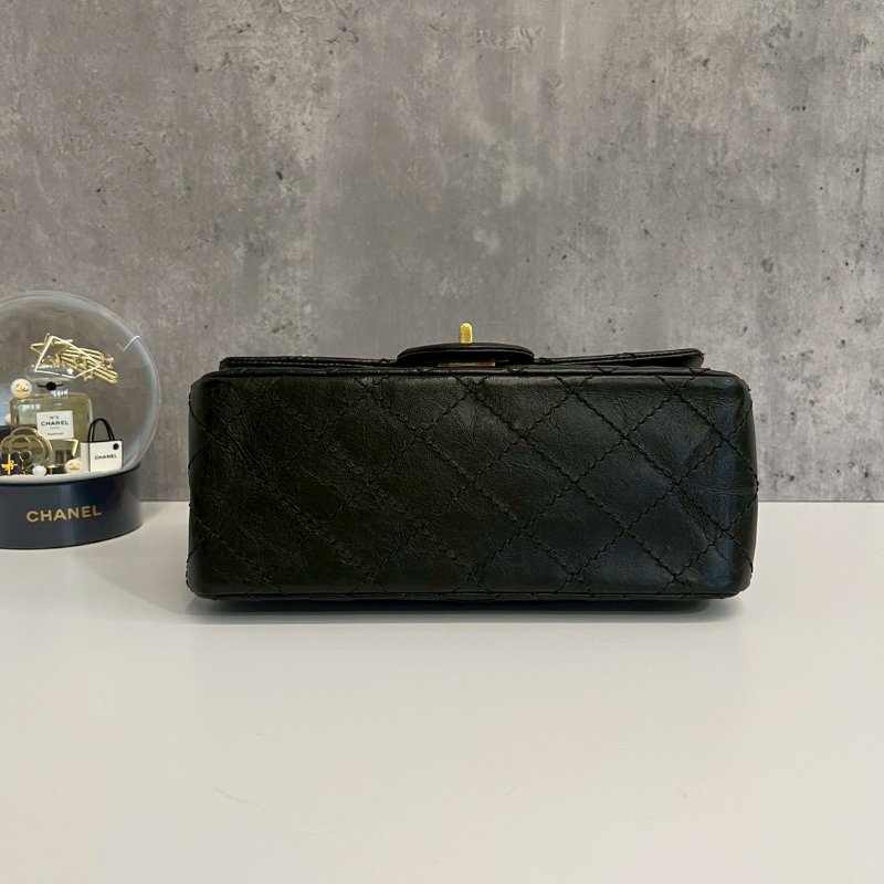 Chanel 2.55 mini 黑金 牛皮-4