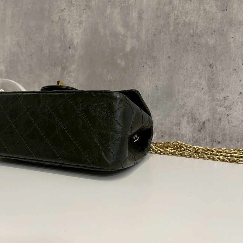 Chanel 2.55 mini 黑金 牛皮-6