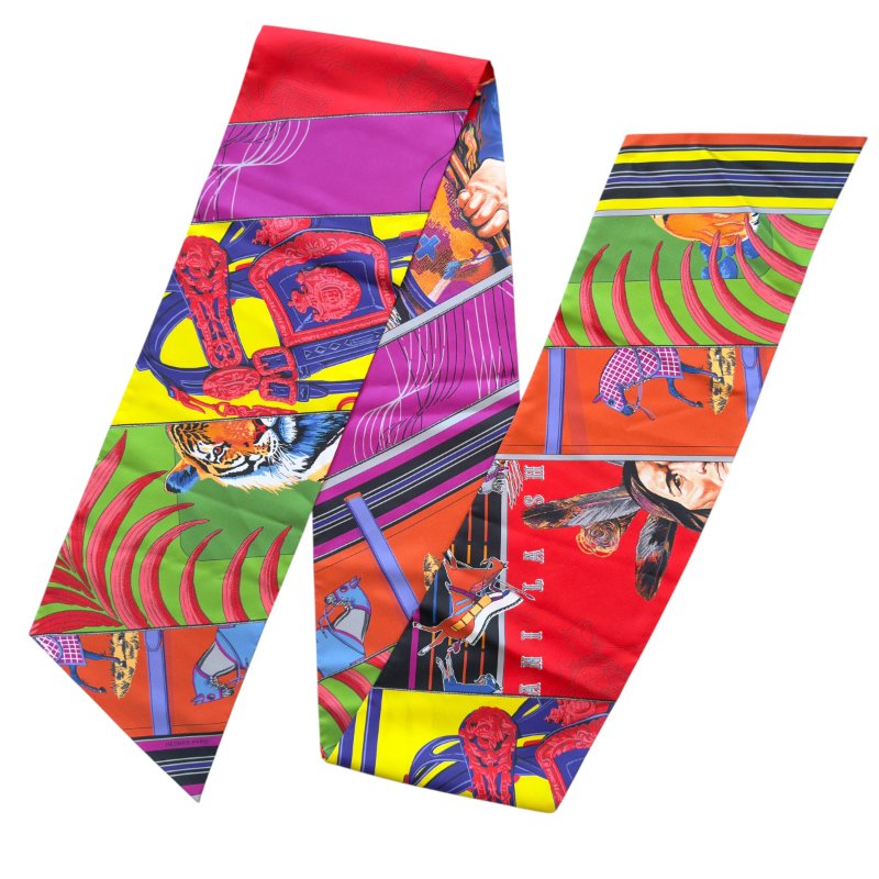 HERMES Carré en Carrés Maxi Twilly 長絲巾-4