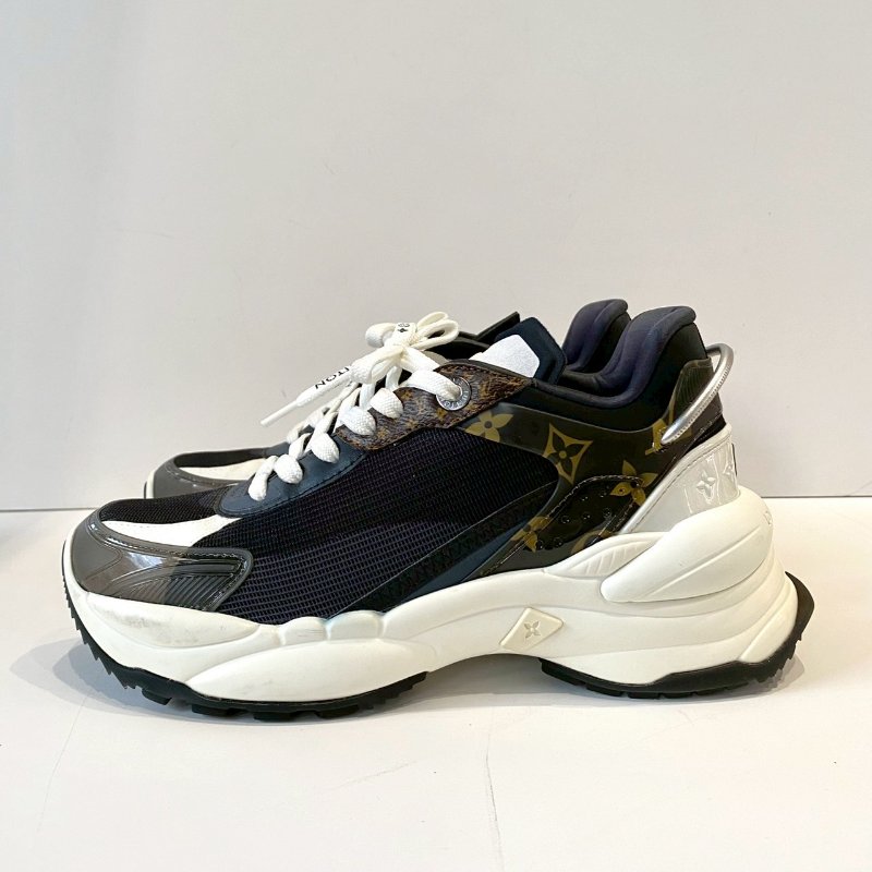 Louis Vuitton RUN55 黑棕 金屬 38號 老花 運動鞋 跑步鞋-3