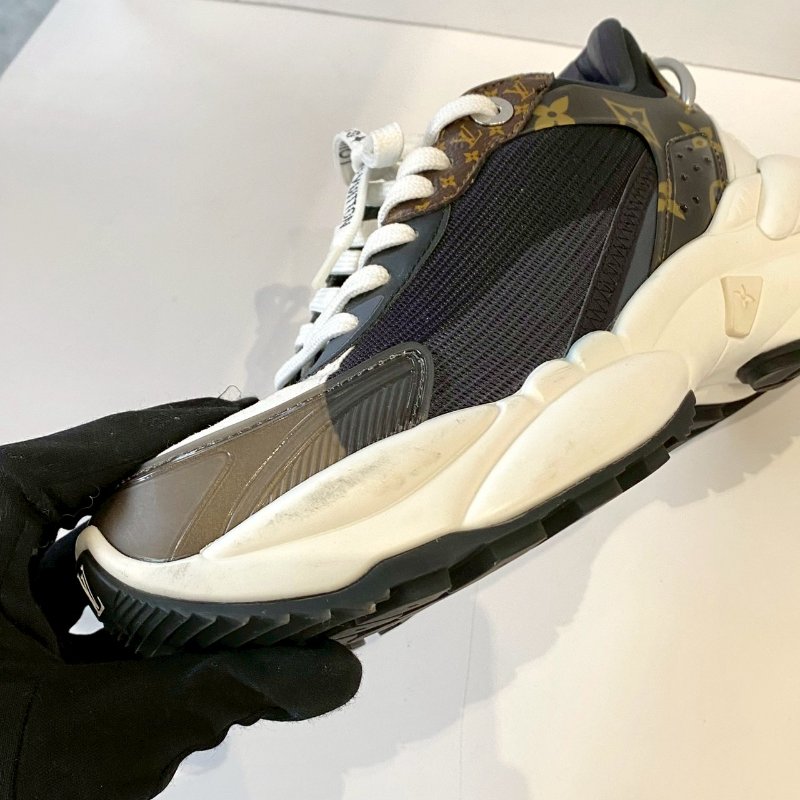 Louis Vuitton RUN55 黑棕 金屬 38號 老花 運動鞋 跑步鞋-5