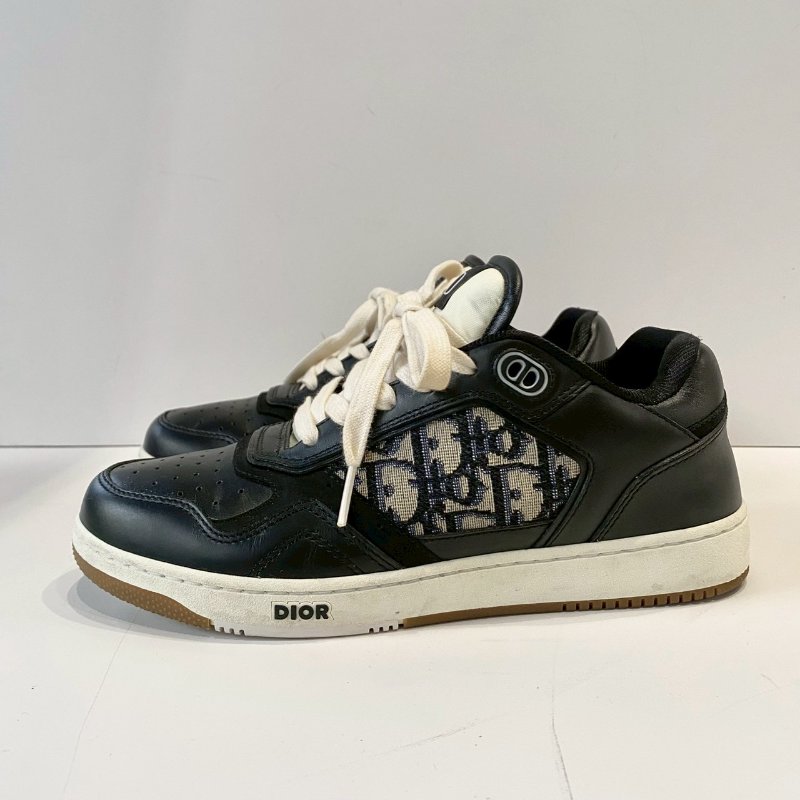 Dior B27 Uptown 緹花 黑色光滑 小牛皮 低筒 39號 運動鞋-1