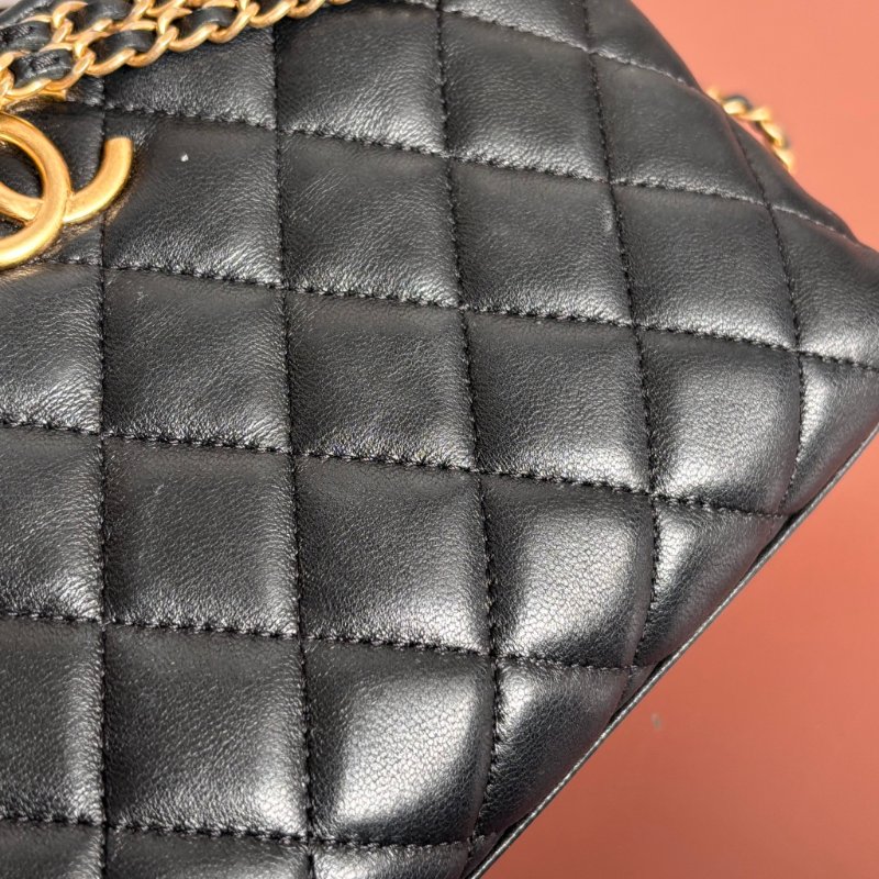 ::CHANEL:: AP3429 黑色經典菱格紋皮革金獅頭吊飾肩背包 鏈包 肩背鏈包 手提包-9