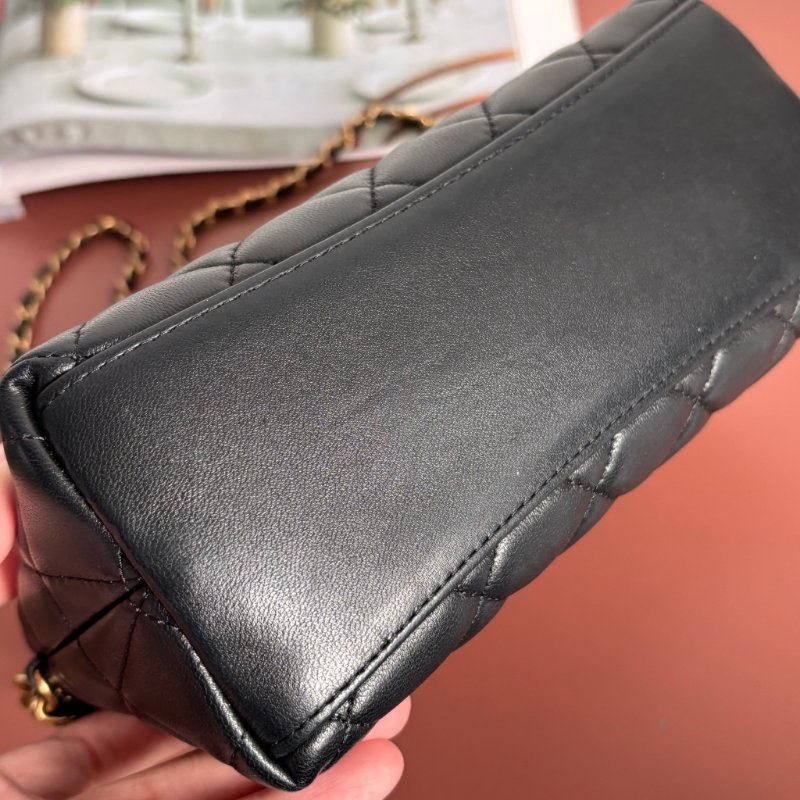 ::CHANEL:: AP3429 黑色經典菱格紋皮革金獅頭吊飾肩背包 鏈包 肩背鏈包 手提包-21