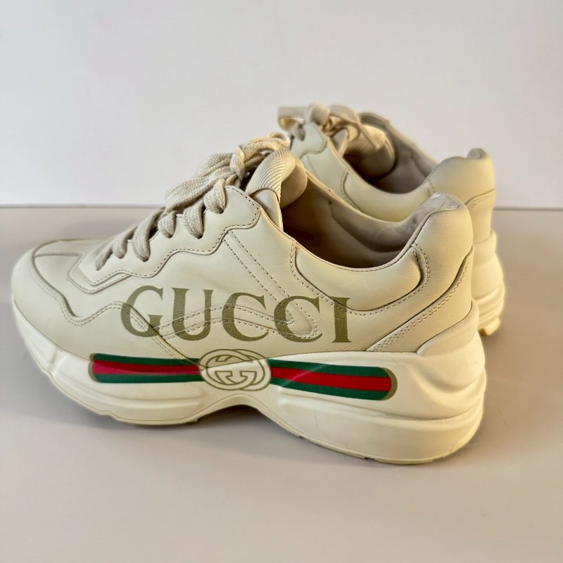 Gucci Rhyton 米白色 皮革 復古 腰帶 36.5號 老爹鞋 運動鞋-3