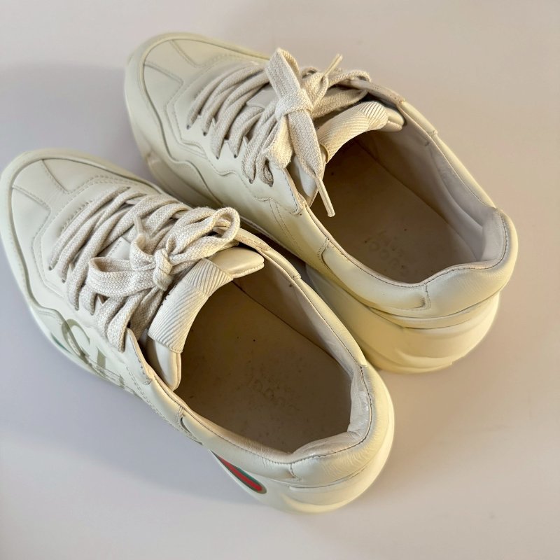 Gucci Rhyton 米白色 皮革 復古 腰帶 36.5號 老爹鞋 運動鞋-5