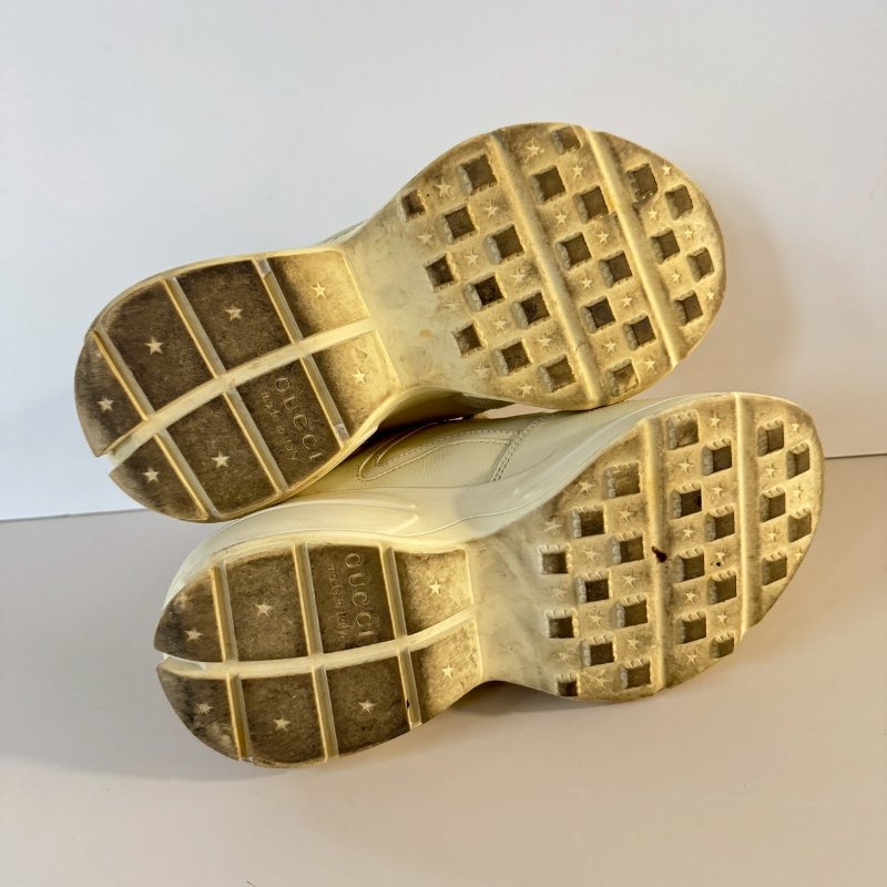 Gucci Rhyton 米白色 皮革 復古 腰帶 36.5號 老爹鞋 運動鞋-6