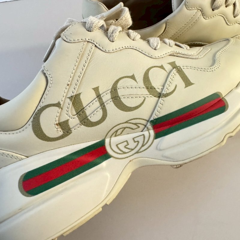 Gucci Rhyton 米白色 皮革 復古 腰帶 36.5號 老爹鞋 運動鞋-7