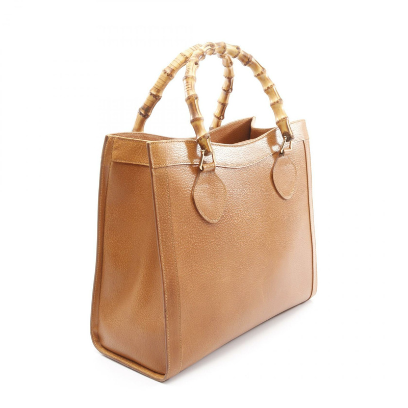 GUCCI 竹節手提包 002 8260 皮革 棕色 二手 女士-1