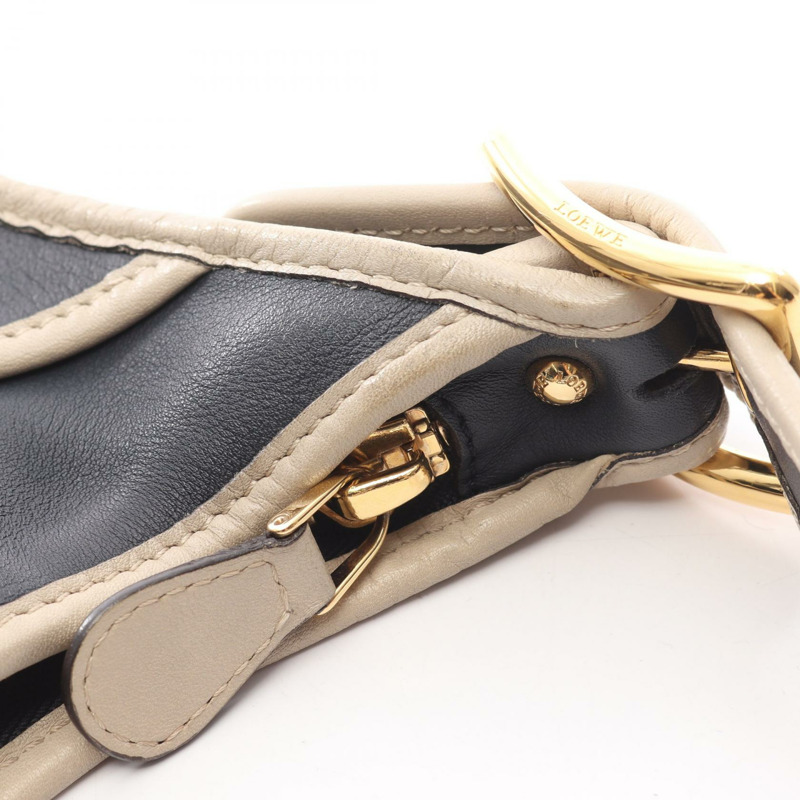 LOEWE Sophia Anagram 斜背單肩包 312.75.H80 皮革 灰色 米色 二手-8
