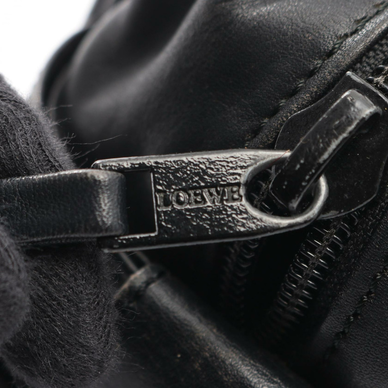 LOEWE Anagram 旅行手提包，黑色皮革，二手女款-3